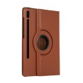 For Samsung Galaxy Tab S9 360 Degrees Rotation Holder Litchi Texture Leather Tablet Case(Brown)
