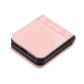 For Samsung Galaxy Z Flip5 Plaid Embossed Leather Phone Case(Pink)