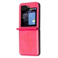 For Samsung Galaxy Z Flip6 Embossing Two Butterflies Leather Phone Case(Rose Red)