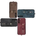 For Samsung Galaxy S23+ 5G ABEEL Litchi Texture Card Bag PU Phone Case(Khaki)
