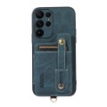 For Samsung Galaxy S23 Ultra 5G ABEEL Litchi Texture Card Bag PU Phone Case(Blue)