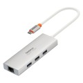 Baseus Portal Joy Series 4 in 1 USB3.0x3+RJ45x1 HUB Adapter, Interface:USB-C / Type-C(Silver)