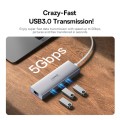Baseus Portal Joy Series 4 in 1 USB3.0x3+RJ45x1 HUB Adapter, Interface:USB-C / Type-C(Silver)