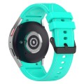 For Samsung Galaxy Watch 6 / 6 Classic Leather Black Buckle Silicone Watch Band, Size:L Size(Teal)
