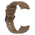 For Samsung Galaxy Watch 6 / 6 Classic Leather Black Buckle Silicone Watch Band, Size:L Size(Brown)