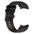 For Samsung Galaxy Watch 6 / 6 Classic Leather Black Buckle Silicone Watch Band, Size:S Size(Black+R