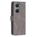 For vivo Y03 4G Global Magnetic Buckle Rhombus Texture Leather Phone Case(Grey)