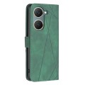 For vivo Y03 4G Global Magnetic Buckle Rhombus Texture Leather Phone Case(Green)