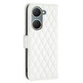 For vivo Y03 4G Global Diamond Lattice Wallet Flip Leather Phone Case(White)