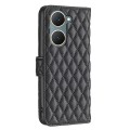 For vivo Y03 4G Global Diamond Lattice Wallet Flip Leather Phone Case(Black)