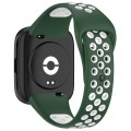For Redmi Watch 3 Lite / Watch 3 Active Two Color Silicone Watch Band(Dark Green White)