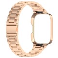 For Redmi Watch 3 Lite / Watch 3 Active 2 in 1 Three-bead Metal Watch Band with Watch Frame(Rose Gol