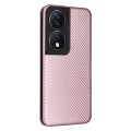 For Honor X7b Carbon Fiber Texture Flip Leather Phone Case(Pink)