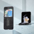 For Samsung Galaxy Z Flip5 ABEEL Retro Litchi Texture PU Phone Case with Holder(Black)