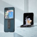 For Samsung Galaxy Z Flip5 ABEEL Genuine Leather Xiaoya Series Phone Case with Holder(Dark Green)
