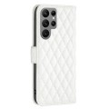 For Samsung Galaxy S24 Ultra 5G Diamond Lattice Wallet Flip Leather Phone Case(White)