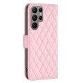 For Samsung Galaxy S24 Ultra 5G Diamond Lattice Wallet Flip Leather Phone Case(Pink)