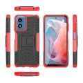 For Motorola Moto G Play 4G 2024 Tire Texture TPU + PC Phone Case with Holder(Red)