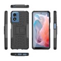 For Motorola Moto G Play 4G 2024 Tire Texture TPU + PC Phone Case with Holder(Black)