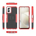 For Motorola Moto G Power 5G 2024 Tire Texture TPU + PC Phone Case with Holder(Red)