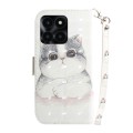 For Honor X6a 3D Colored Horizontal Flip Leather Phone Case(Cute Cat)