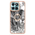 For Honor X6a Electroplating Dual-side IMD Phone Case with Ring Holder(Totem Elephant)