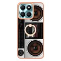 For Honor X6a Electroplating Dual-side IMD Phone Case with Ring Holder(Retro Radio)
