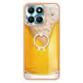 For Honor X6a Electroplating Dual-side IMD Phone Case with Ring Holder(Draft Beer)