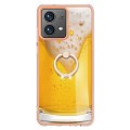 For Motorola Moto G84 Electroplating Dual-side IMD Phone Case with Ring Holder(Draft Beer)