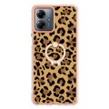 For Motorola Moto G14 Electroplating Dual-side IMD Phone Case with Ring Holder(Leopard Print)