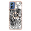 For Motorola Moto G34 Electroplating Dual-side IMD Phone Case with Ring Holder(Totem Elephant)