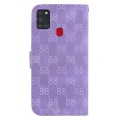 For Samsung Galaxy A21s Double 8-shaped Embossed Leather Phone Case(Purple)