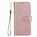 For iPhone 15 Pro Max Totem Flower Embossed Leather Phone Case(Rose Gold)