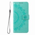 For iPhone 15 Pro Totem Flower Embossed Leather Phone Case(Green)