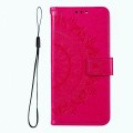 For iPhone 15 Pro Totem Flower Embossed Leather Phone Case(Red)