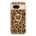 For Google Pixel 8a Electroplating Dual-side IMD Phone Case with Ring Holder(Leopard Print)