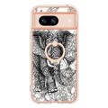 For Google Pixel 8a Electroplating Dual-side IMD Phone Case with Ring Holder(Totem Elephant)