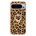 For Google Pixel 9 Pro Electroplating Dual-side IMD Phone Case with Ring Holder(Leopard Print)