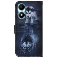 For Honor X5 Plus / Play 40C Coloured Drawing Flip Leather Phone Case(Wolf and Dog)