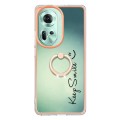 For OPPO Reno11 5G Global Electroplating Dual-side IMD Phone Case with Ring Holder(Smile)