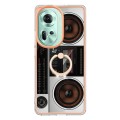 For OPPO Reno11 5G Global Electroplating Dual-side IMD Phone Case with Ring Holder(Retro Radio)