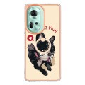 For OPPO Reno11 5G Global Electroplating Dual-side IMD Phone Case with Ring Holder(Lucky Dog)