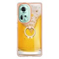 For OPPO Reno11 5G Global Electroplating Dual-side IMD Phone Case with Ring Holder(Draft Beer)