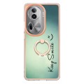 For OPPO Reno11 Pro 5G Global Electroplating Dual-side IMD Phone Case with Ring Holder(Smile)