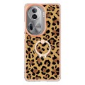 For OPPO Reno11 Pro 5G Global Electroplating Dual-side IMD Phone Case with Ring Holder(Leopard Print