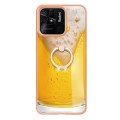 For Xiaomi Redmi 10C Electroplating Dual-side IMD Phone Case with Ring Holder(Draft Beer)