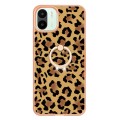 For Xiaomi Redmi A1 Electroplating Dual-side IMD Phone Case with Ring Holder(Leopard Print)