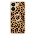 For Xiaomi Redmi 13C 4G Electroplating Dual-side IMD Phone Case with Ring Holder(Leopard Print)