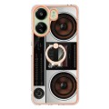 For Xiaomi Redmi 13C 4G Electroplating Dual-side IMD Phone Case with Ring Holder(Retro Radio)