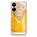 For Xiaomi Redmi 13C 4G Electroplating Dual-side IMD Phone Case with Ring Holder(Draft Beer)